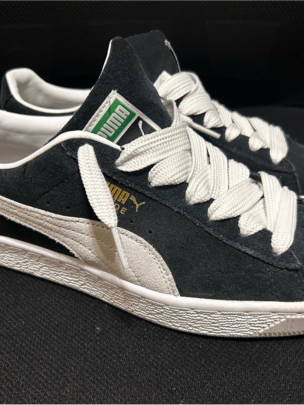 Puma Men’s Black Suede Sneakers with White Formstrip